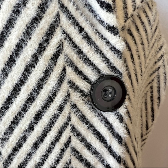 SISTERS COAT S CHEVRON STRIPE RELAXED MID LENGTH SIDE POCKETS FALL LUXURY CHIC - Picture 6 of 12